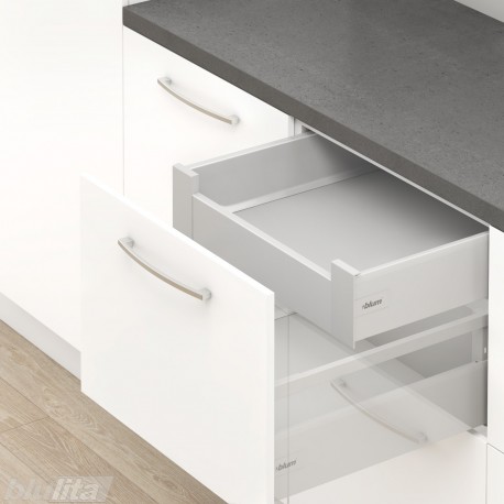 TANDEMBOX antaro K vidinio stalčiaus komplektas, NL&nbsp;550&nbsp;mm, 65&nbsp;kg, BLUMOTION, pilkas „White Aluminium“