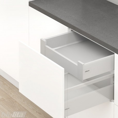 TANDEMBOX antaro K vidinio stalčiaus komplektas, NL&nbsp;550&nbsp;mm, 30&nbsp;kg, TIP-ON BLUMOTION, pilkas „White Aluminium“