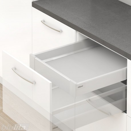 TANDEMBOX antaro M vidinio stalčiaus komplektas, NL&nbsp;650&nbsp;mm, 65&nbsp;kg, BLUMOTION, pilkas „White Aluminium“