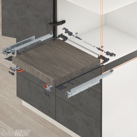 MOVENTO BLUMOTION komplektas ištraukiamai lentynai, NL&nbsp;320&nbsp;mm, 40&nbsp;kg, pilno ištraukimo