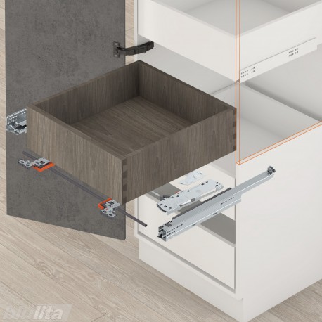 MOVENTO TIP-ON&nbsp;BLUMOTION komplektas vidiniam stalčiui, NL&nbsp;380&nbsp;mm, 20&nbsp;kg, pilno ištraukimo