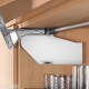 AVENTOS HS pakėlimo sistema, 2&nbsp;x F mechanizmai, plonas medžio / plokštės fasadas, balti dangteliai