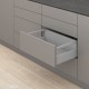 MERIVOBOX E stalčiaus komplektas su relingu, NL&nbsp;270&nbsp;mm, 40&nbsp;kg, TIP-ON BLUMOTION, pilkas „Indium“