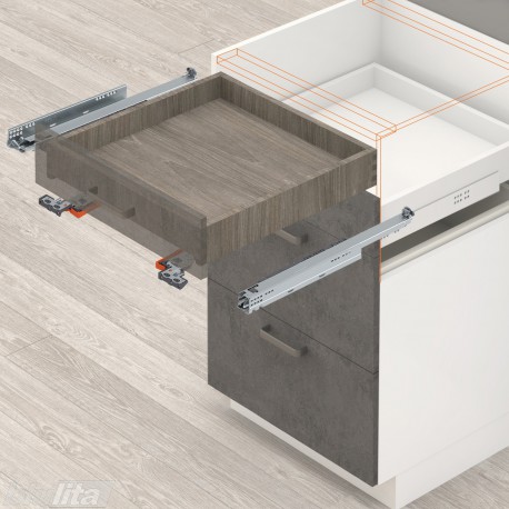 MOVENTO BLUMOTION komplektas išoriniam stalčiui, NL&nbsp;320&nbsp;mm, 40&nbsp;kg, pilno ištraukimo
