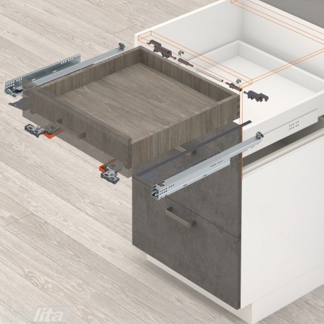 MOVENTO BLUMOTION komplektas išoriniam stalčiui, NL&nbsp;320&nbsp;mm, 40&nbsp;kg, pilno ištraukimo