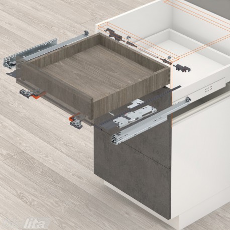 MOVENTO TIP-ON&nbsp;BLUMOTION komplektas išoriniam stalčiui, NL&nbsp;380&nbsp;mm, 20&nbsp;kg, pilno ištraukimo