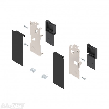 LEGRABOX vidinio stalčiaus fasado laikiklių komplektas, K aukštis, juodos „Carbon“ spalvos