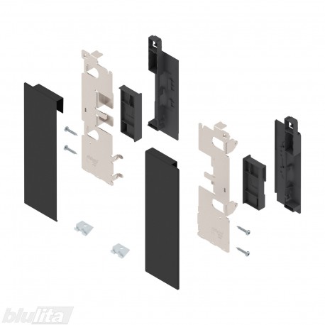 LEGRABOX vidinio stalčiaus fasado laikiklių komplektas su įlaida, C aukštis, juodos „Carbon“ spalvos