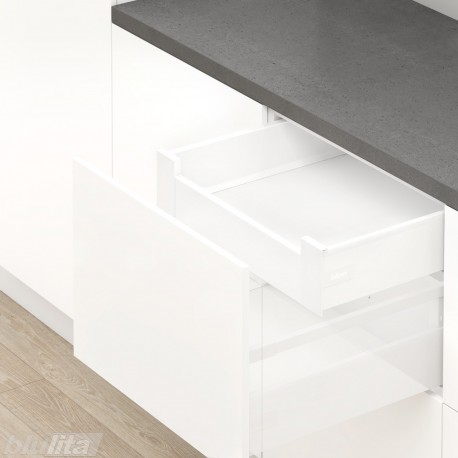 TANDEMBOX antaro K vidinio stalčiaus komplektas, NL&nbsp;450&nbsp;mm, 65&nbsp;kg, TIP-ON BLUMOTION, baltas „Silk“