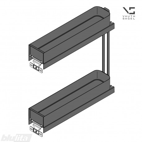 VS SUB SLIM krepšys Planero, plotis 150 mm, gylis 500 mm, tamsiai pilkas „Lava“, kairys