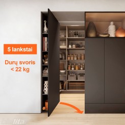 Į vidų atsidarančių baldinių durų detalių komplektas, 5 x 71B3750 lankstai, durų svoris iki 22&nbsp;kg, juodos „Onyx“ spalvos