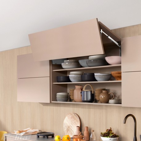AVENTOS HF top komplektas, F2511 mech., F32 svertai, medžio/plokštės fasadas, pilki dangteliai