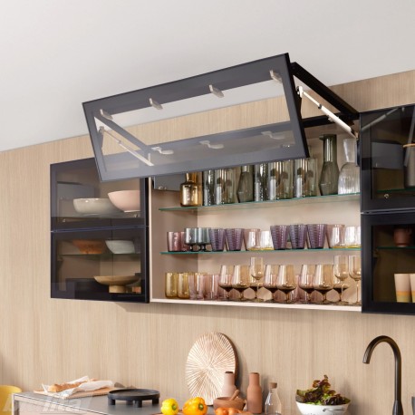 AVENTOS HF top komplektas, F2501 mech., F35 svertai, plataus profilio fasadas, pilki dangteliai