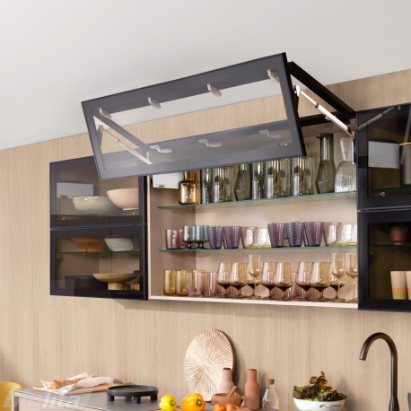 AVENTOS HF top komplektas, F2511 mech., F32 svertai, plataus profilio fasadas, balti dangteliai