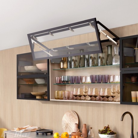 AVENTOS HF top komplektas, F2801 mech., F39 svertai, siauro profilio fasadas, pilki dangteliai