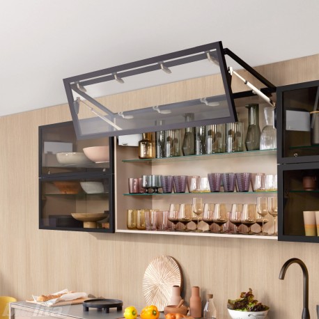 AVENTOS HF top komplektas, F2511 mech., F39 svertai, siauro profilio fasadas, balti dangteliai
