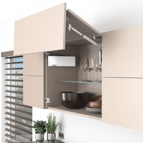 AVENTOS HF top komplektas, F2511 mech., F39 svert., medžio/plokštės fasadas, balti dangt., su SERVO-DRIVE