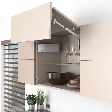 AVENTOS HF top komplektas, F2511 mech., F35 svert., medžio/plokštės fasadas, pilki dangt., su SERVO-DRIVE