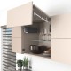 AVENTOS HF top komplektas, F2511 mech., F32 svert., medžio/plokštės fasadas, tam. pilki dangt., su SERVO-DRIVE