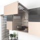 AVENTOS HF top komplektas, F2501 mech., F39 svertai, plataus prof. ir medžio/plokštės fasadas, pilki dangteliai