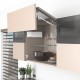 AVENTOS HF top komplektas, F2501 mech., F35 svert., plataus prof. ir medžio/plokštės fasadas, balti dangt., su SERVO-DRIVE