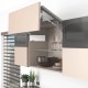 AVENTOS HF top komplektas, F2511 mech., F32 svertai, plataus prof. ir medžio/plokštės fasadas, balti dangteliai