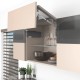 AVENTOS HF top komplektas, F2811 mech., F39 svertai, plataus prof. ir medžio/plokštės fasadas, tam. pilki dangteliai