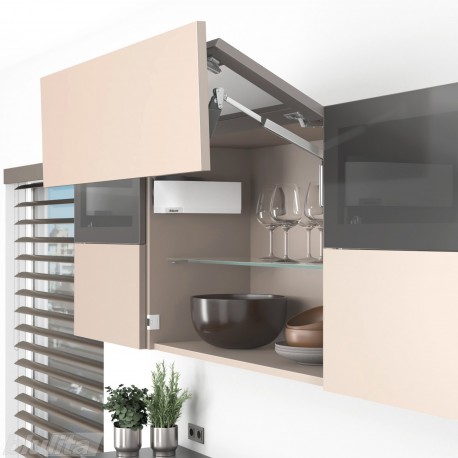 AVENTOS HF top komplektas, F2811 mech., F39 svert., plataus prof. ir medžio/plokštės fasadas, balti dangt., su SERVO-DRIVE