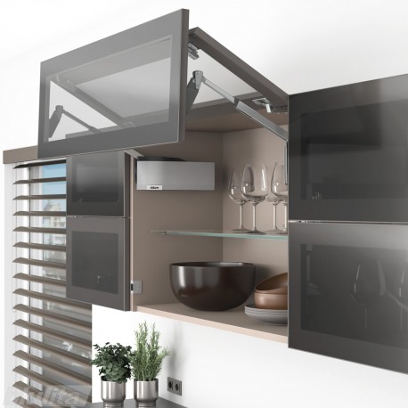 AVENTOS HF top komplektas, F2811 mech., F39 svert., plataus profilio fasadas, pilki dangt., su SERVO-DRIVE