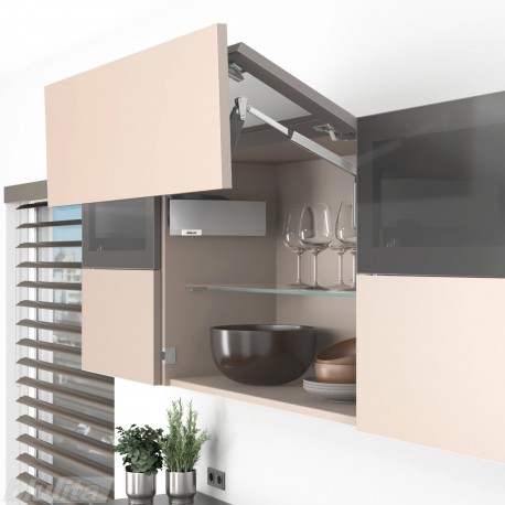 AVENTOS HF top komplektas, F2511 mech., F32 svert., plataus prof. ir medžio/plokštės fasadas, pilki dangt., su SERVO-DRIVE