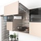 AVENTOS HF top komplektas, F2801 mech., F39 svert., siauro prof. ir medžio/plokštės fasadas, balti dangt., su SERVO-DRIVE