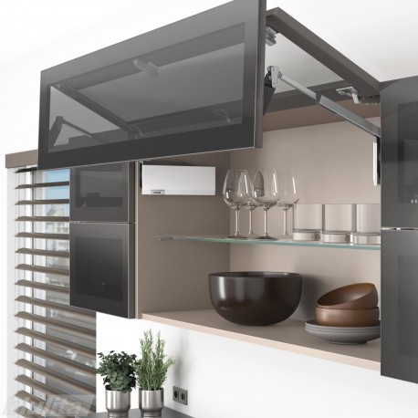 AVENTOS HF top komplektas, F2811 mech., F39 svertai, plataus profilio fasadas, balti dangteliai