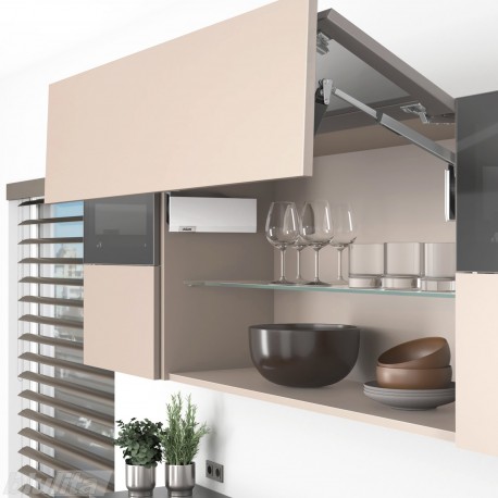 AVENTOS HF top komplektas, F2811 mech., F39 svertai, plataus prof. ir medžio/plokštės fasadas, balti dangteliai