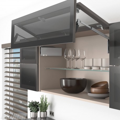 AVENTOS HF top komplektas, F2811 mech., F39 svertai, plataus profilio fasadas, pilki dangteliai
