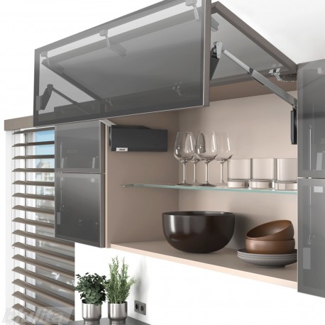 AVENTOS HF top komplektas, F2511 mech., F39 svertai, siauro profilio fasadas, tam. pilki dangteliai