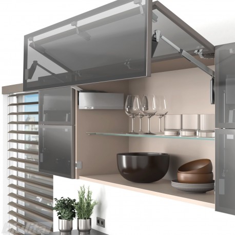 AVENTOS HF top komplektas, F2511 mech., F35 svert., siauro profilio fasadas, pilki dangt., su SERVO-DRIVE