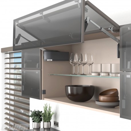 AVENTOS HF top komplektas, F2511 mech., F35 svert., siauro profilio fasadas, tam. pilki dangt., su SERVO-DRIVE
