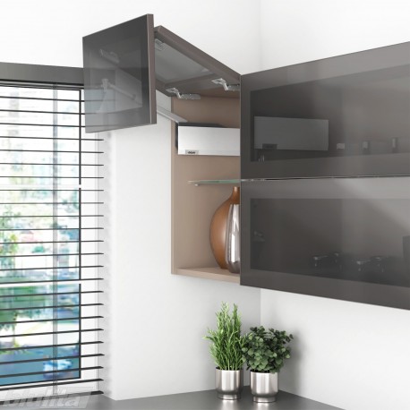 AVENTOS HF top komplektas, F2501 mech., F35 svertas, plataus profilio fasadas, baltas dangtelis