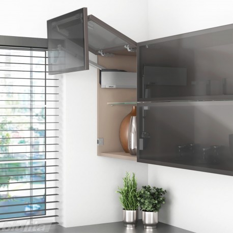 AVENTOS HF top komplektas, F2511 mech., F35 svert., siauro profilio fasadas, pilkas dangt., su SERVO-DRIVE