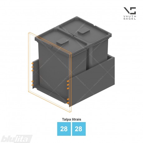 Šiukšliadėžių VS ENVI Free komplektas,&nbsp;KB 450-500&nbsp;mm, stalčiaus NL 500-550 mm, kibirų aukštis&nbsp;– 426&nbsp;mm, talpa&nbsp;– 28, 28 l