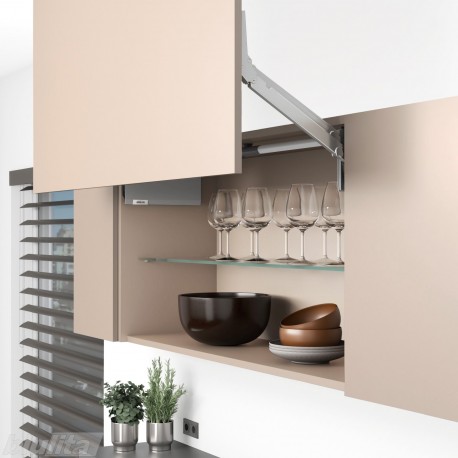 AVENTOS HL top komplektas, L2501 mech., L39 svertai, medžio/plokštės fasadas, pilki dangteliai