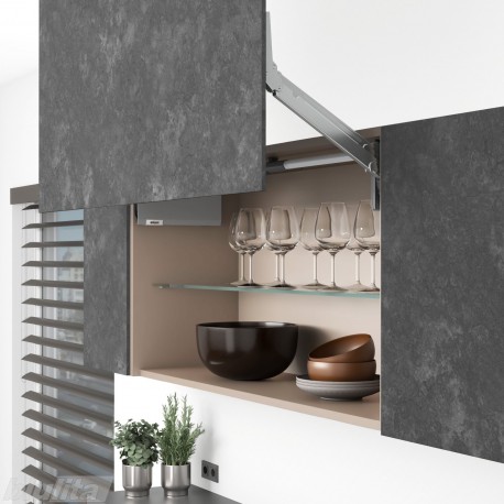 AVENTOS HL top komplektas, L2211 mech., L35 svertai, plonas medžio/plokštės fasadas, pilki dangteliai