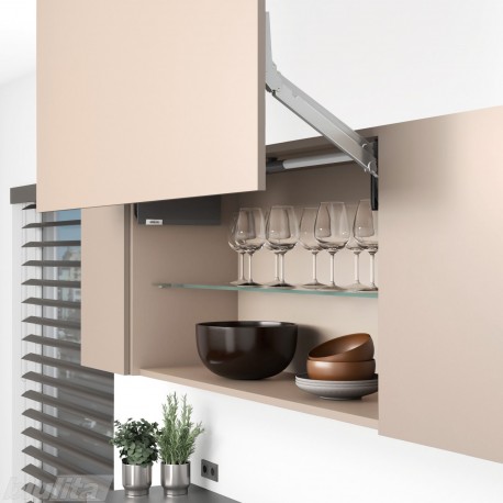 AVENTOS HL top komplektas, L2511 mech., L38 svertai, medžio/plokštės fasadas, tamsiai pilki dangteliai