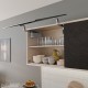 AVENTOS HS top pakėlimo sistema, S2511 mechanizmai, plonas medžio / plokštės fasadas, pilki dangteliai, su SERVO-DRIVE