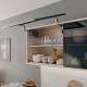 AVENTOS HS top pakėlimo sistema, S2811 mechanizmai, plataus aliuminio profilio fasadas, tamsiai pilki dangteliai, su SERVO-DRIVE