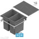 VS ENVI Fit Pro šiukšliadėžių komplektas, NL 500&nbsp;mm, KB 600 mm, bendras aukštis 446&nbsp;mm, 2x28 L, tamsiai pilkas „Lava“