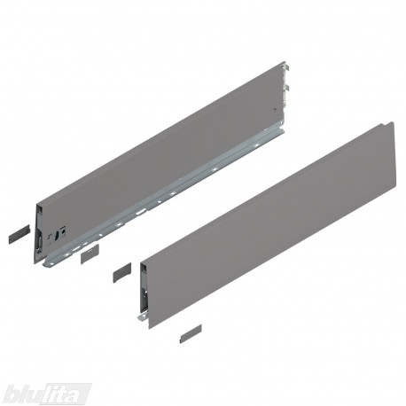 MERIVOBOX stalčiaus šonai NL&nbsp;600&nbsp;mm, K&nbsp;aukštis, pilkos „Indium“ spalvos, kairys ir dešinys