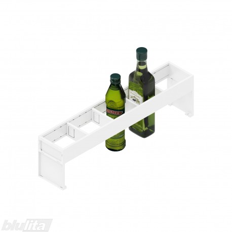 AMBIA-LINE komplektas buteliams laikyti, stalčiaus gylis NL 550 mm, rėmelio plotis 100 mm, baltos „Silk“ spalvos