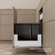 MERIVOBOX E padidinto ištraukimo stalčius su BOXCOVER ir stiklu, NL&nbsp;500&nbsp;mm, 70&nbsp;kg, TIP-ON BLUMOTION, baltas „Silk“, EXPANDO&nbsp;T