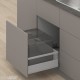 MERIVOBOX E padidinto ištraukimo stalčius su relingu, NL&nbsp;550&nbsp;mm, 70&nbsp;kg, TIP-ON BLUMOTION, pilkas „Indium“